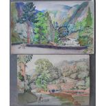 Two mid 20thC Welsh scene watercolour landscapes both indistinctly signed William Wager ? (2),