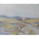 Mary Patricia LEVICK (20thC) watercolour "North Uist, Outer Hebrides", signed, label verso, molded