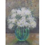 Unsigned British impressionist oil on board, late 20thC "Vase of flowers", Thin wood frame, The