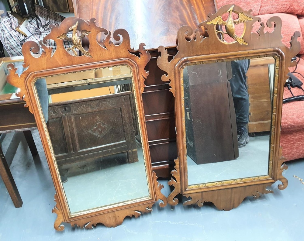 Two similar, fine quality Edwardian fret mirrors in the Georgian style, Both mirrors measures approx