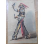 Indistinctly signed Victorian watercolour "The drunken pirate", unframed, The w/c measures 24 x 15