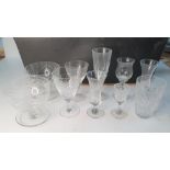 Large box full of different types of cut glass glasses, many 19thC examples (Qty)