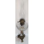 Stunning Victorian oil lamp with cut glass font and a bronze & brass base depicting a Pegasus styled