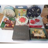 Collection of 16 old metal tins, mainly biscuit examples (16)