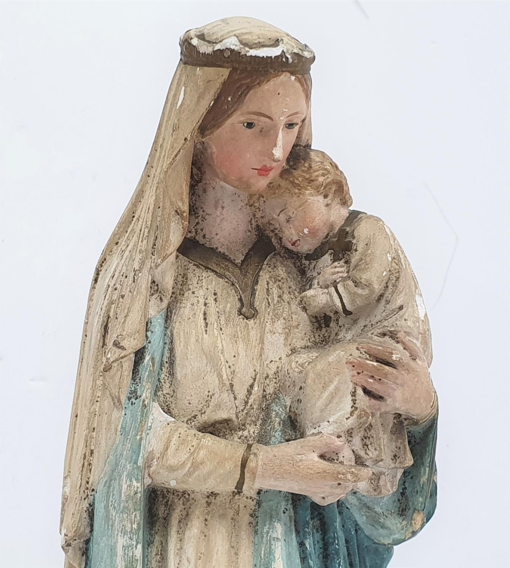 Early/mid 20thC hand-painted plaster "Madonna", 33 cm tall - Image 3 of 4