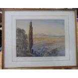 W Martin, early 20thC w/c depicting an extensive Grecian landscape, signed, thin frame, The w/c
