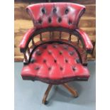 Captains Ox-blood red leather chair