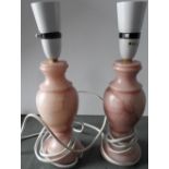 Pair of small pink Onyx table lamps (2)