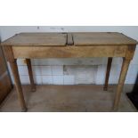 Vintage 20thC double school desk. 104 cm long by 43 cm deep & 94 cm high