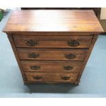 Small, 4 drawer chest of drawers, 63 cm high x 56 cm long x 26 cm deep