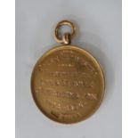1935 9ct yellow gold Colne Orchestra long service medal, 9.8 grams
