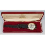 9ct gold cased Garrards gents 1970s wristwatch in original box