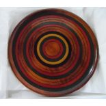 Japanese Urushi lacquered wooden plate complete with papers and original box, Plate measures 28 cm