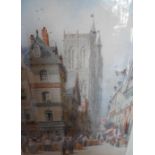 Joseph Yelverton DAWBARN (1856-1943) 1911 watercolour "French street scene" in wash mount and