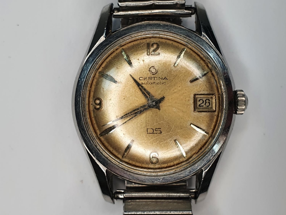 Early/Mid 20thC gents Certina DS automatic wristwatch with metal stretch band - Image 2 of 3