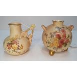 Two small Royal Worcester blush ivory small bud vases (2)