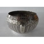 Antique silver sugar bowl, Sheffield 1896, possibly with a weighted base, Total weight 196 grams