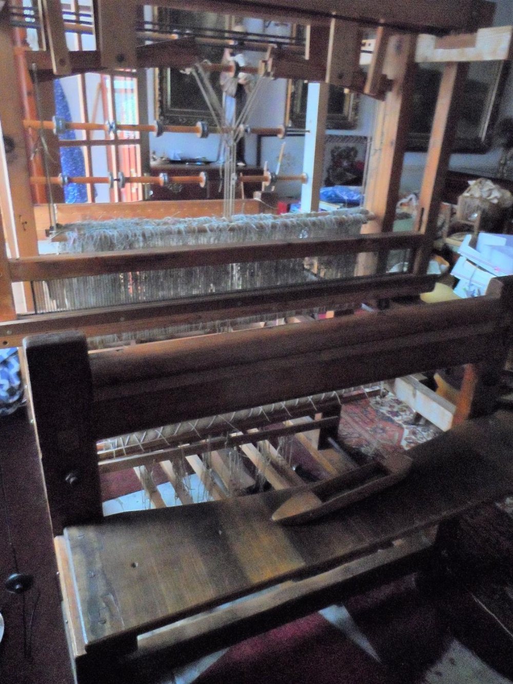 Full-sized antique weavers loom, measuring approx 160cm long x 115cm wide by 175cm high, The loom - Image 5 of 8