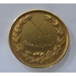 18ct yellow gold, 1929 "Scratch medal" for P.J. Ryan from Bramshot Golf Club (Hants) in original
