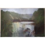 Huge, Robert Oscar LENKIEWICZ (1941-2002) impressionist oil on canvas "Silver Lake", unsigned,