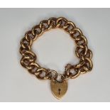 Chunky 9ct gold chain with lock, each link is stamped, 20cm long, 72 grams