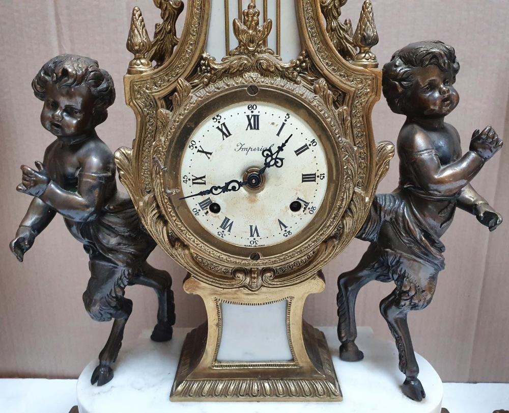 Italian made Imperial mantle clock in the classical style made in brass & marble, 63 cm tall - Image 4 of 8