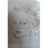 Watercolour, Head study of an actress, signed JOHN, framed, glazed & Trumpington Gallery label verso