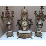 Italian made Imperial mantle clock in the classical style made in brass & marble, 63 cm tall