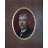 Fine quality 1909 oil on wood panel portrait of a European gentleman in an original frame, The