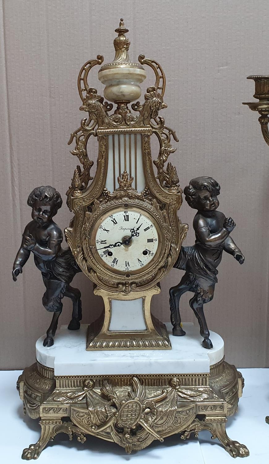 Italian made Imperial mantle clock in the classical style made in brass & marble, 63 cm tall - Image 2 of 8