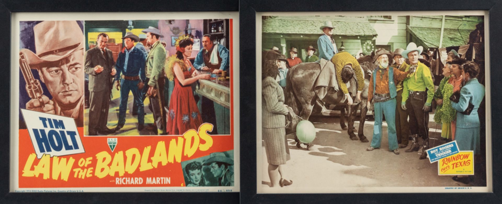 Three framed Lobby Posters titled: (1) "Frontier Gun" starring John Agar, Joyce Meadows, released by