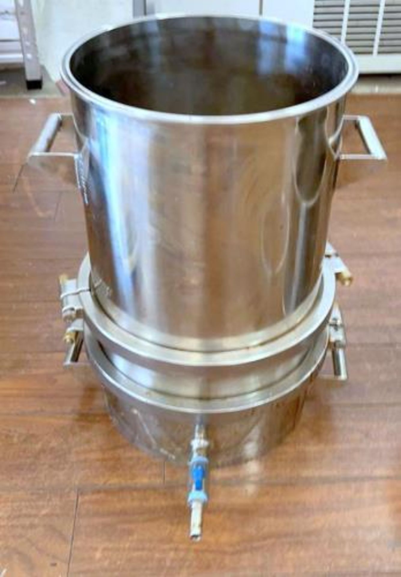 Used-Lot of (5) SS Winterization Filtration Systems, with Ball Valve and Ring to hold Filter Paper