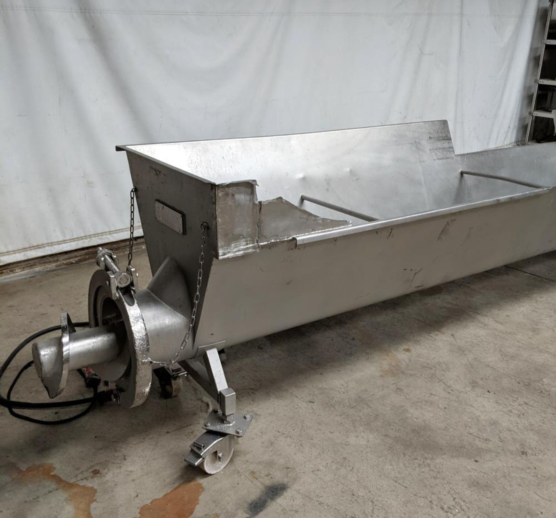 Wolfking Sanitary Screw Conveyor, Stainless Steel, Horizontal. Approx 9" diameter x 168" long screw