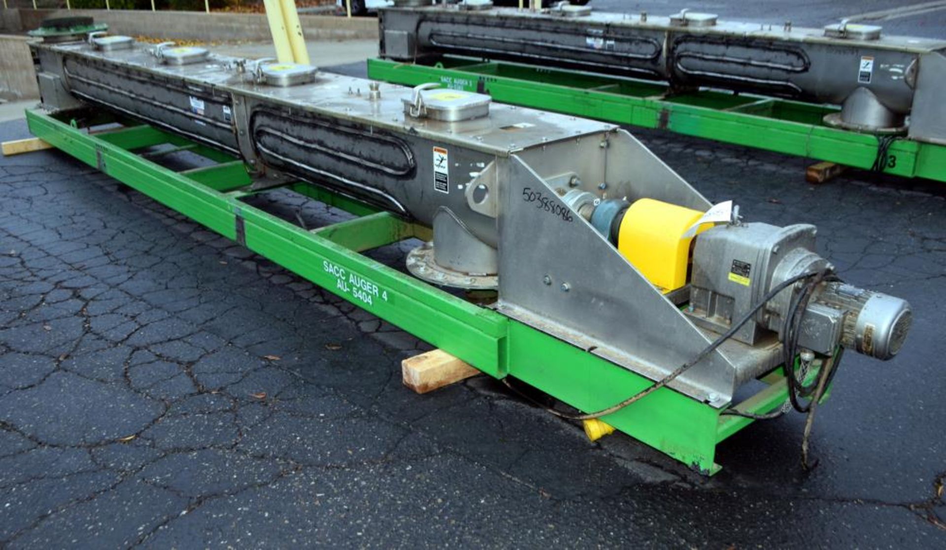 Used- KWS Mfg Ribbon Style Conveyor, 304 SS. Approx 14" diam x 3" pitch x 172" long ribbon screw - Image 3 of 13