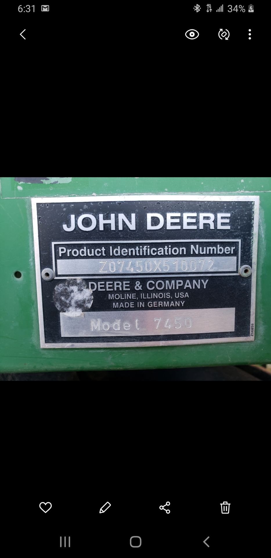 Used-John Deere 7450 Tractor. Model 7450. 1881 hrs. 688 Chopper Head - Image 7 of 10