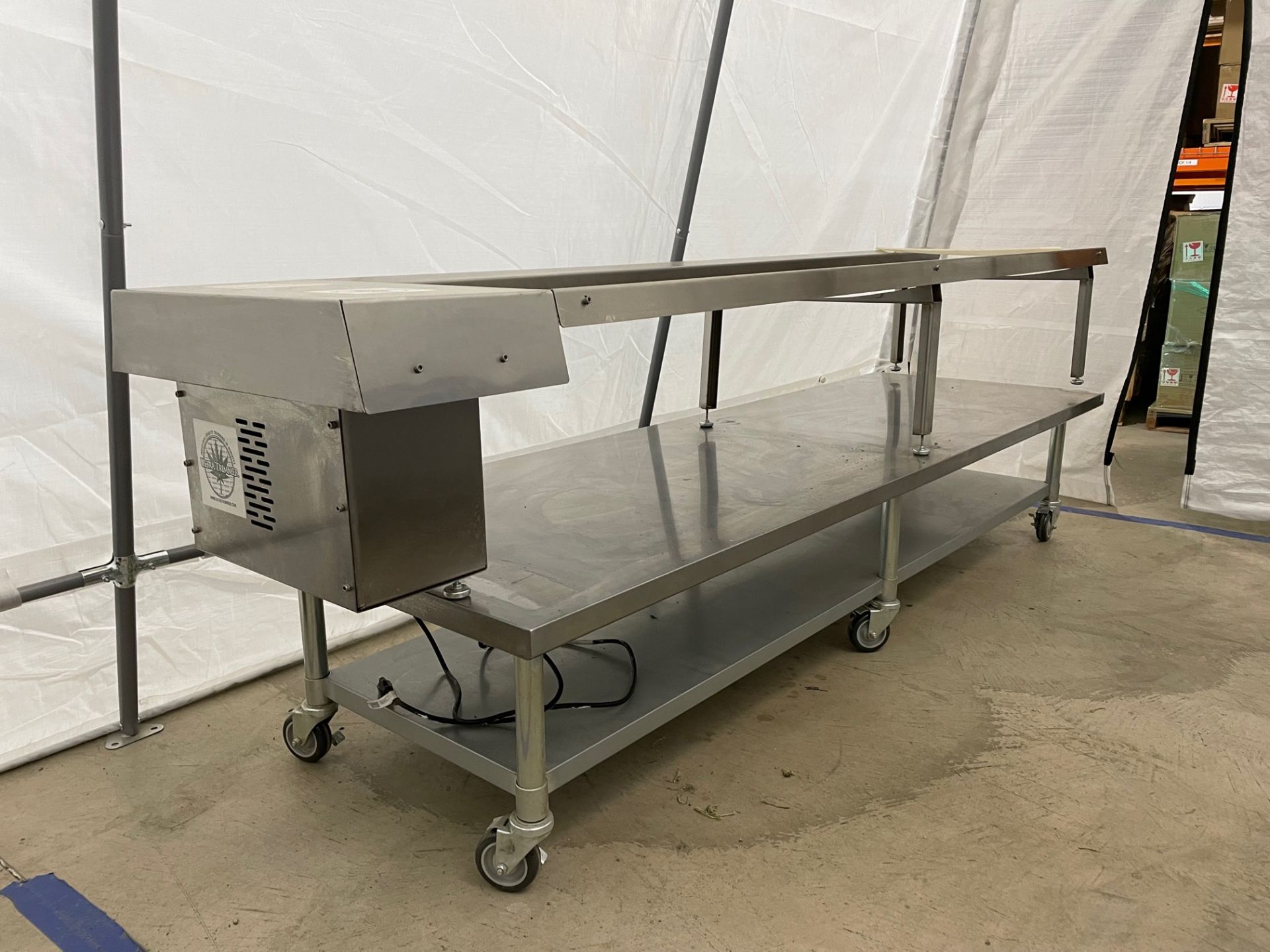 Used UT 4000 Ultra Trimmer. Model UT 400. Includes custom stainless steel table with casters. - Image 4 of 5