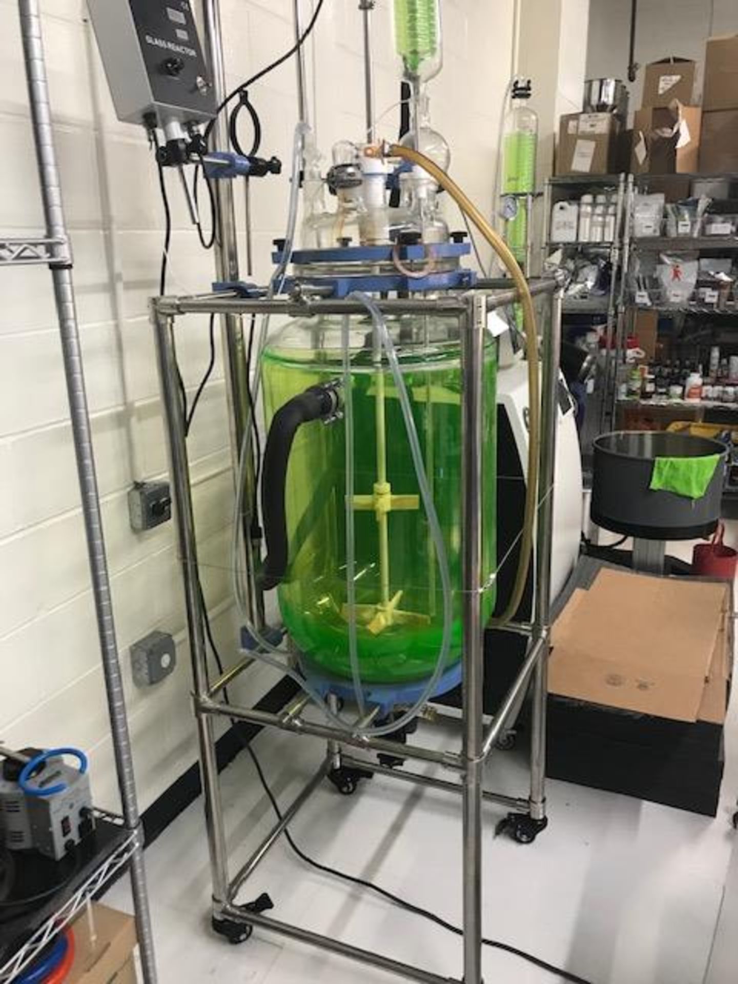 Used -Lab 1st 100 Liter Jacketed Glass Reactor. Essential equipment for distillation & filtration