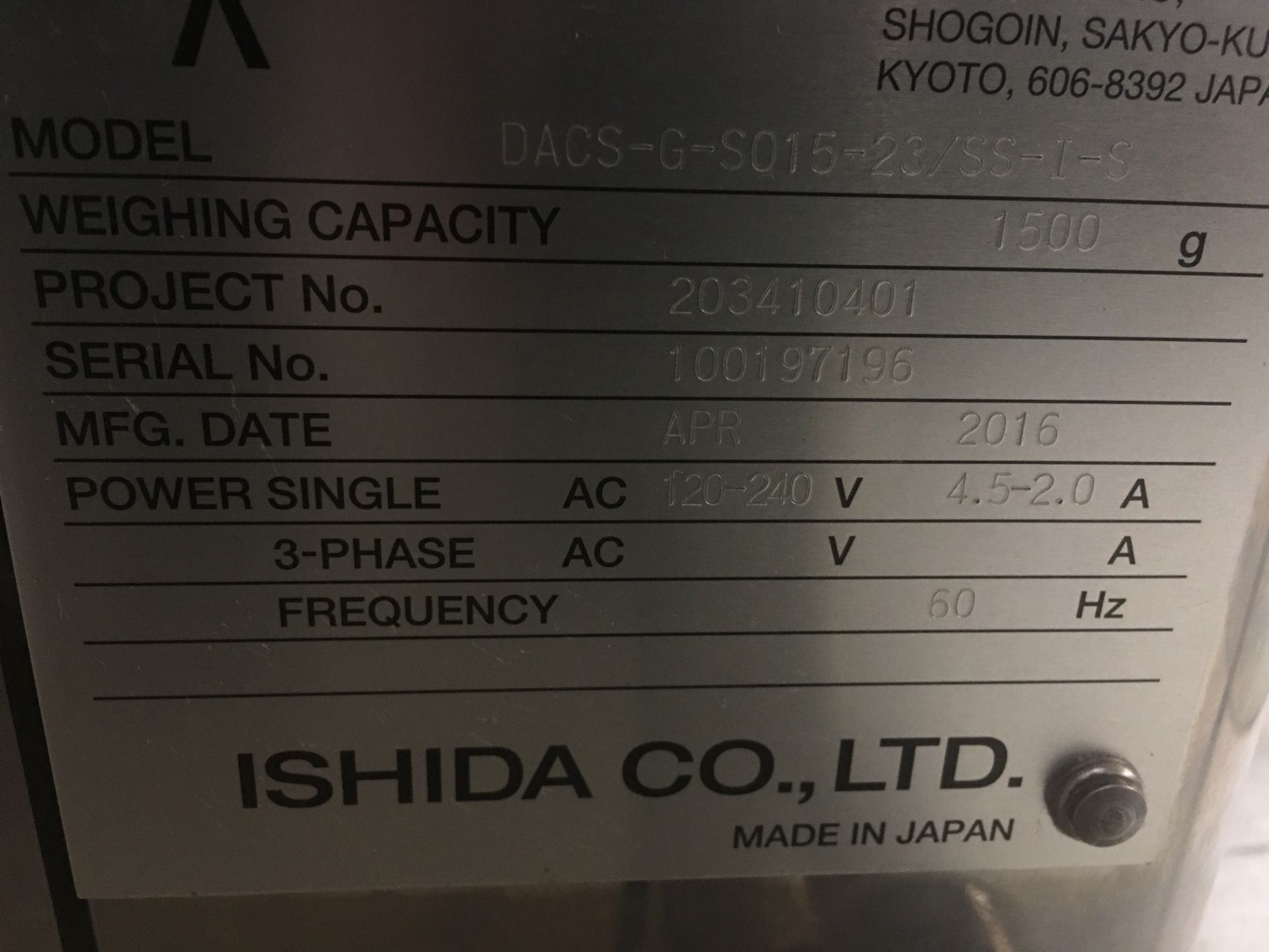 Used Ishida High Performance Checkweigher. Model DACS-G.Throughput: 200 p/min - 330 p/min - Image 9 of 9