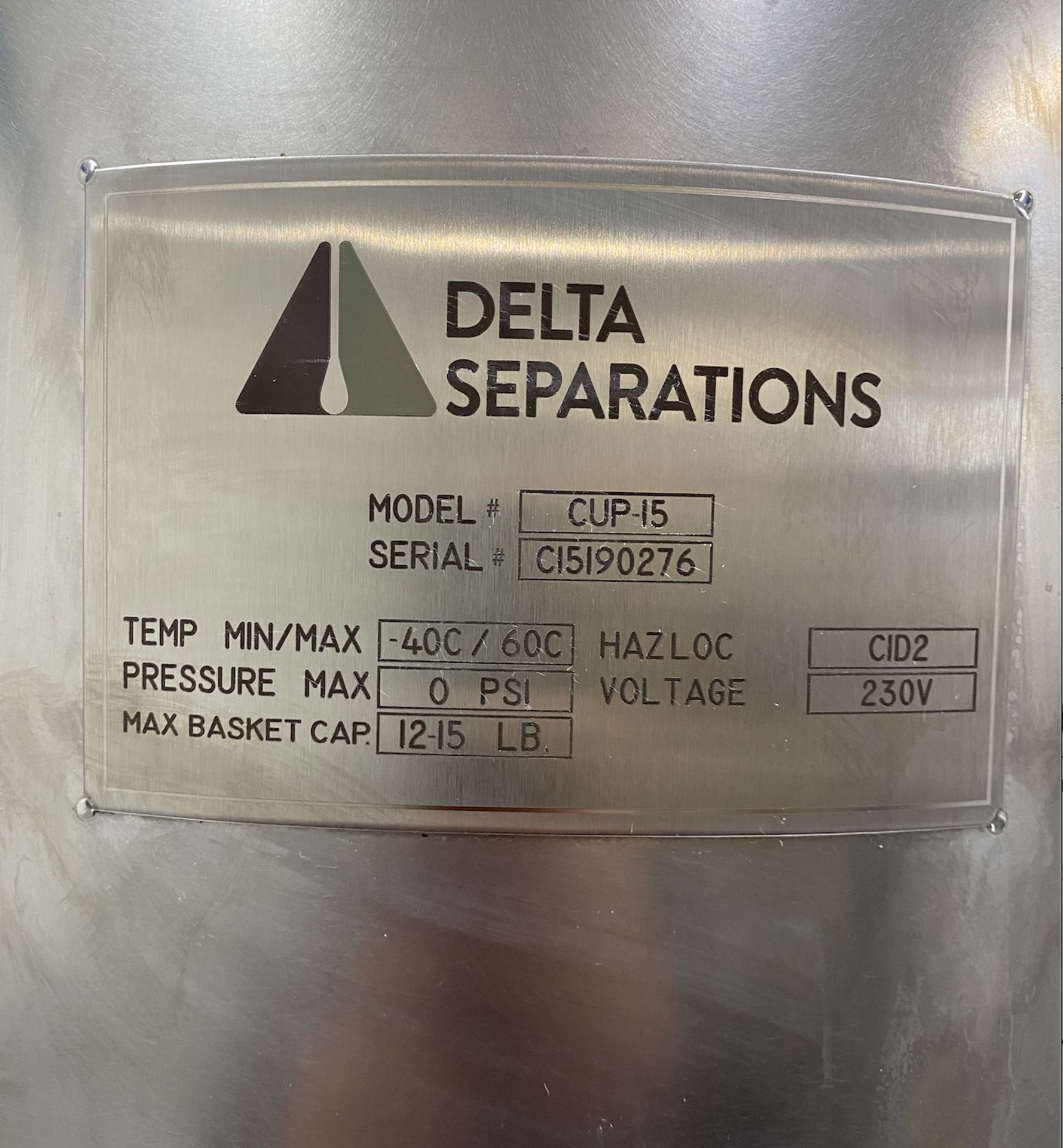 Used- Delta Separations CUP-15 Ethanol Alcohol Extraction System, Capacity: 8-14 lbs per Batch - Image 4 of 5