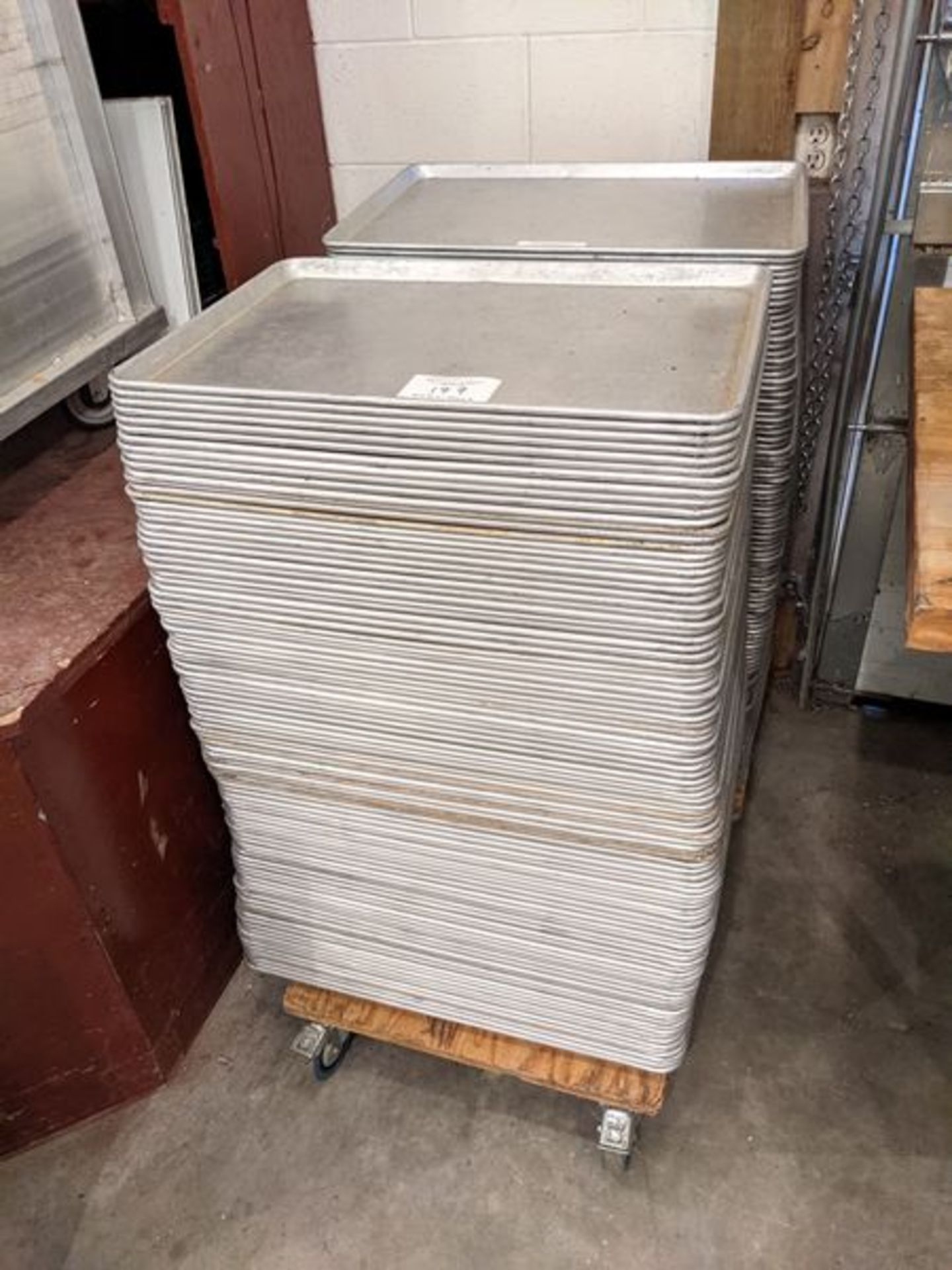 Approx. 98 Aluminum Trays on Cart