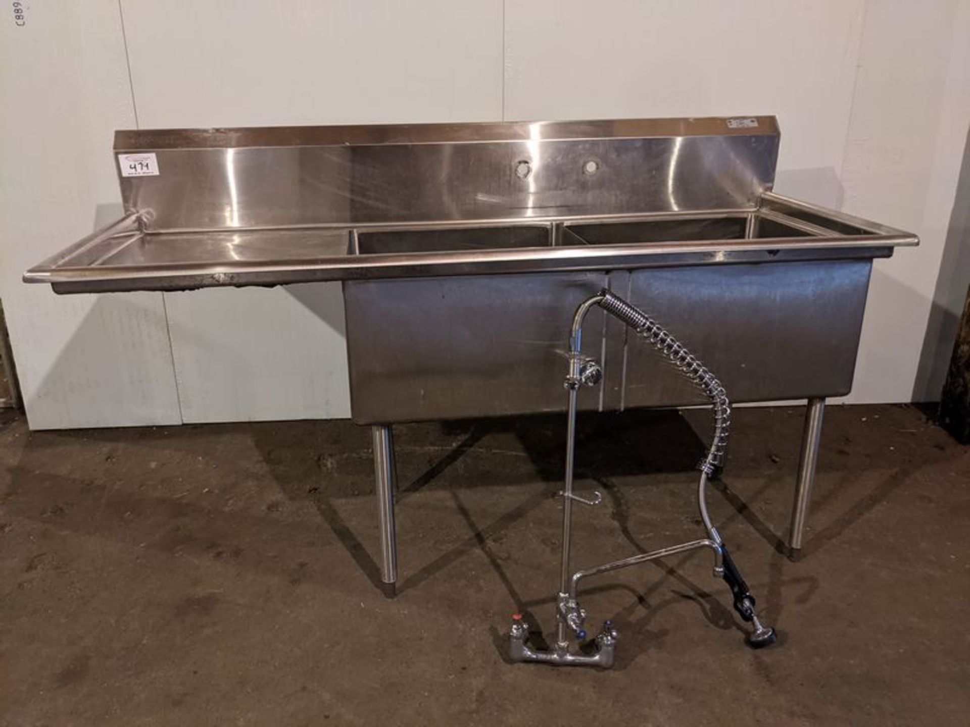 EFI 2 Compartment Stainless Steel Sink with Left Hand Run Off and Wash Wand