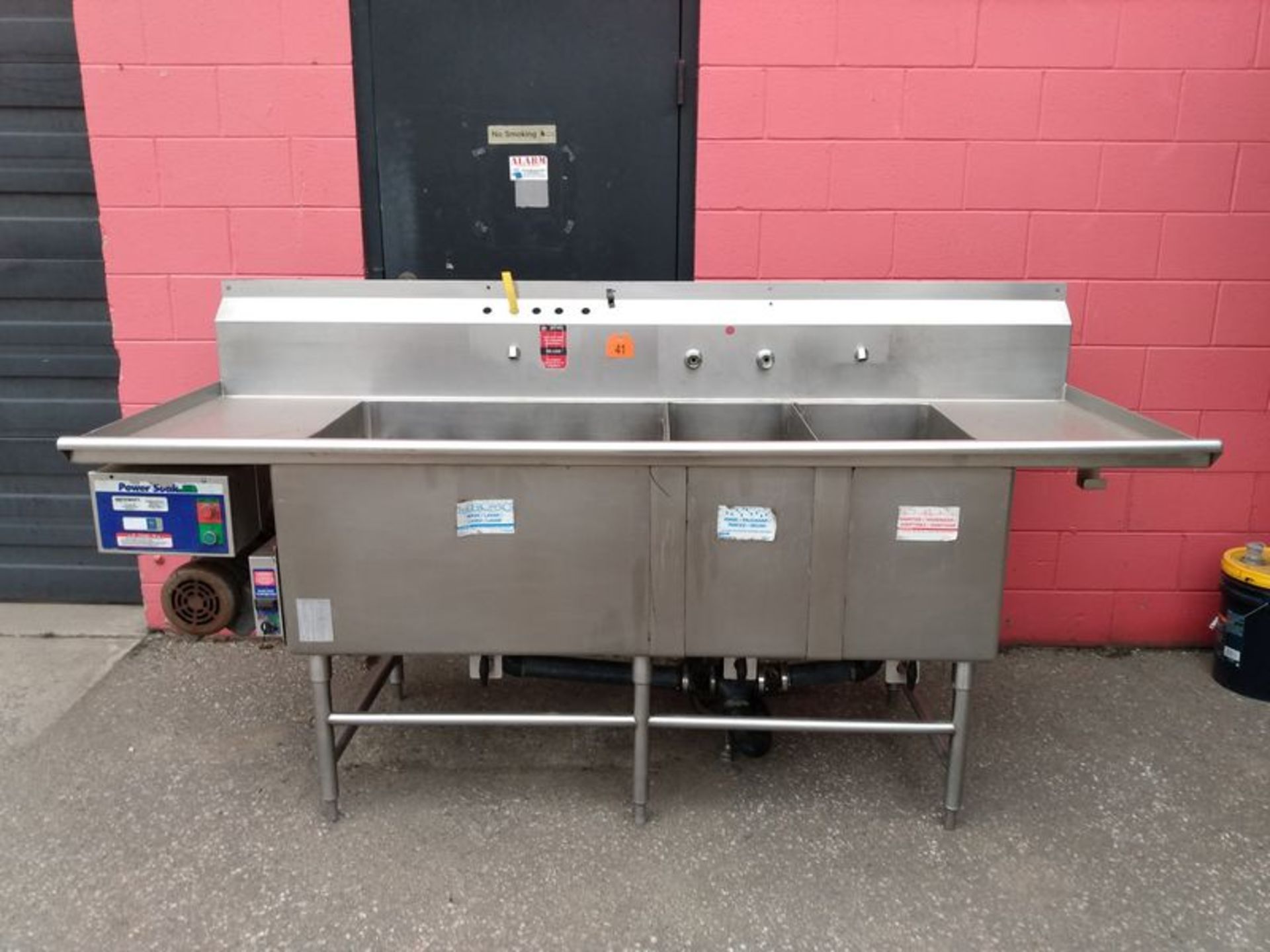 Approx. 94x34" Stainless Steel 3 Compartment Sink with Wash Wand and Industrial Power Soaker System