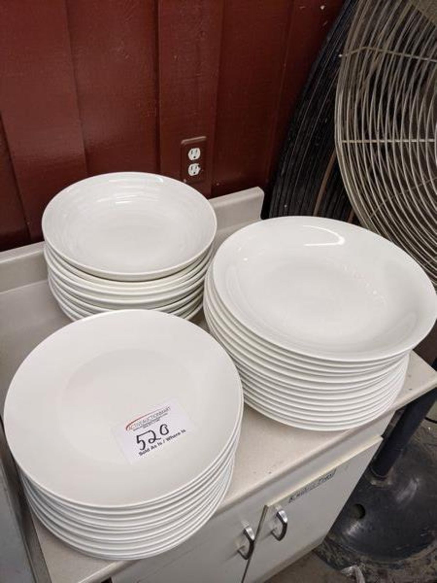 3 Stacks of Large Assorted White Dishes