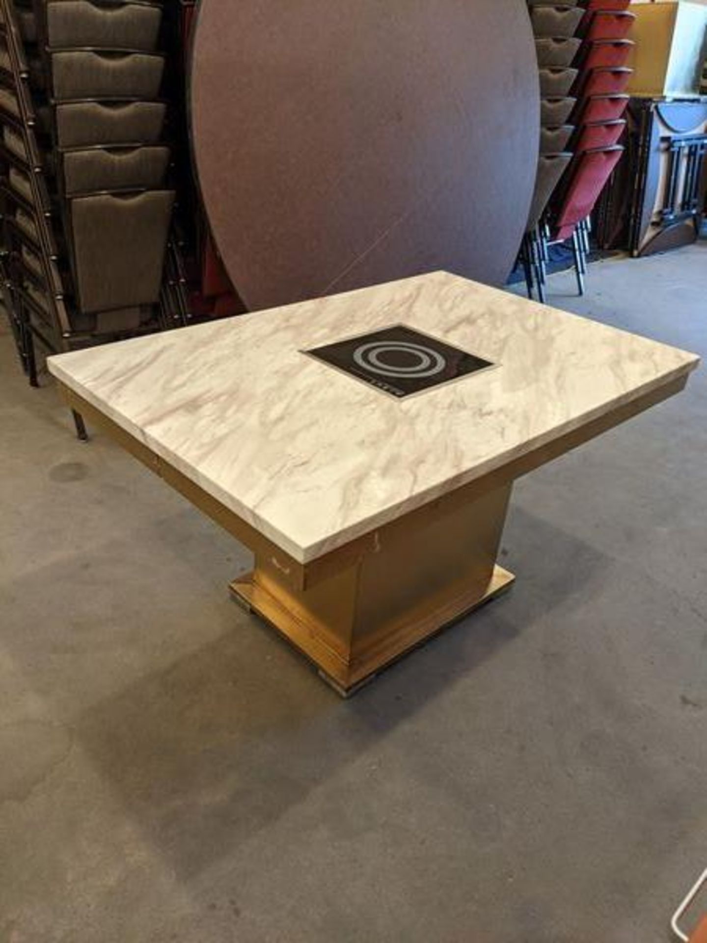 2 Approx. 54 x 35" Marble Top Tables with Induction Burner Drop In - Price each times 2