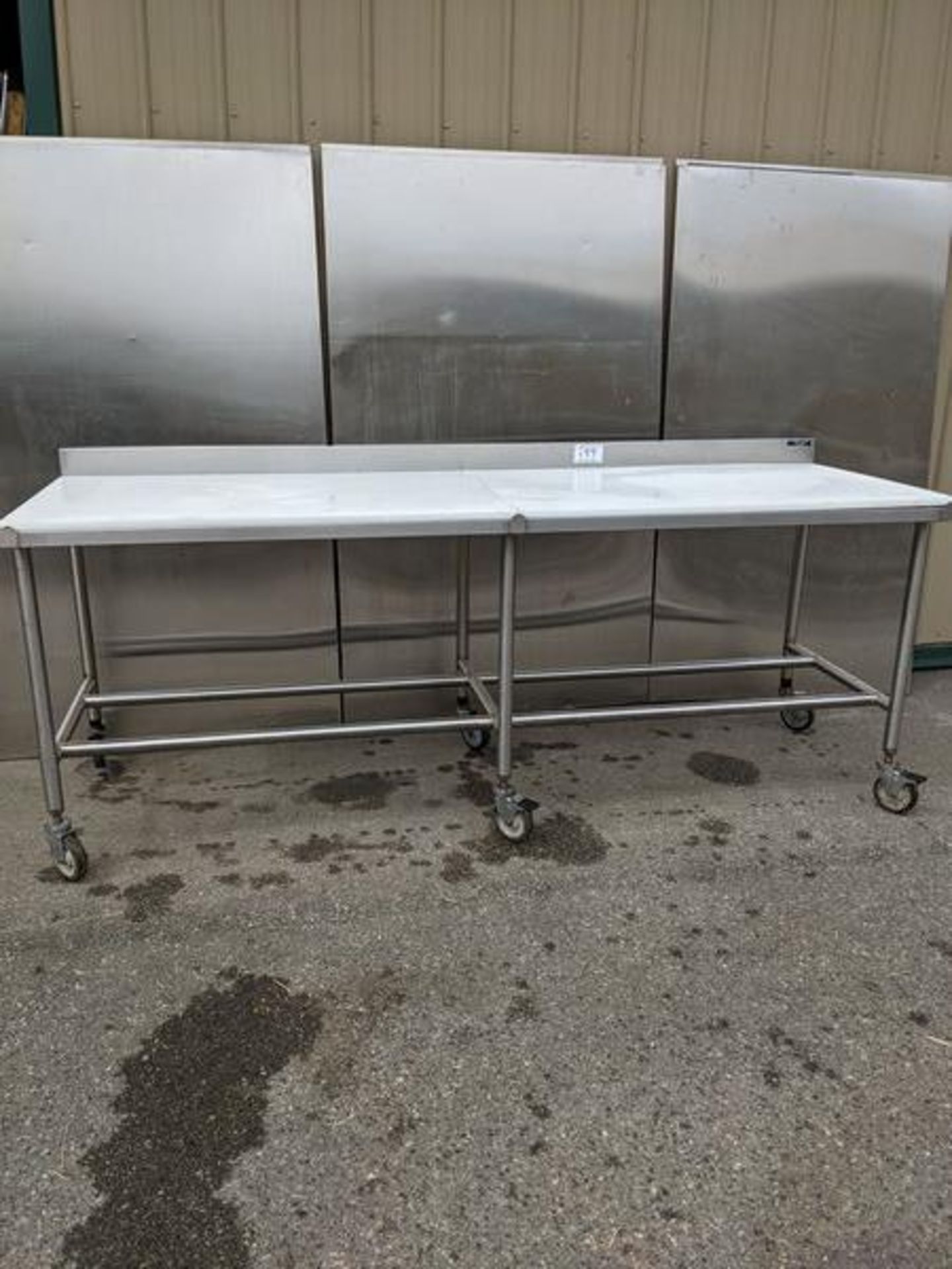 Approx 96" Stainless Steel Cutting Table on Casters