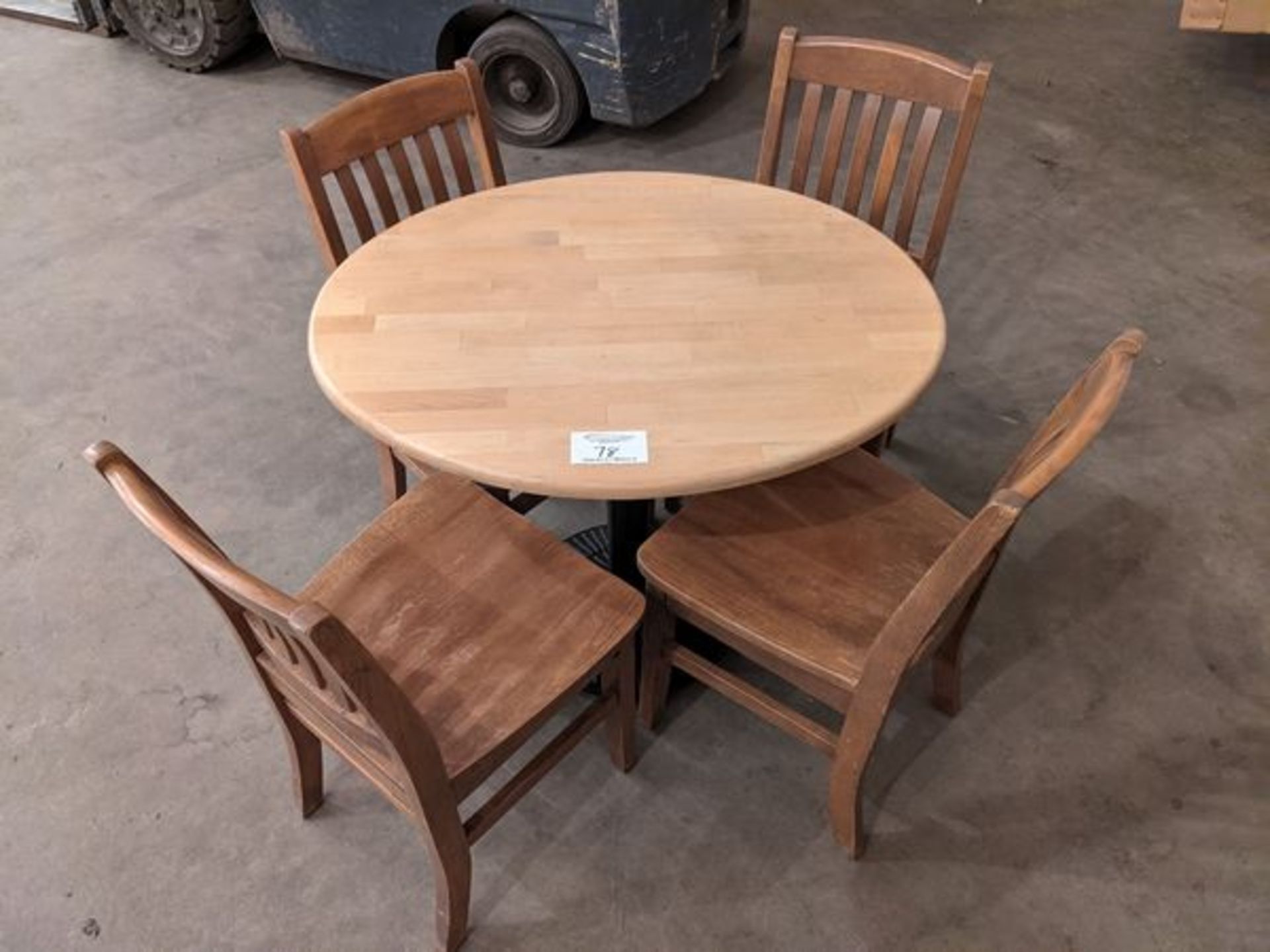 20 Wood Back Dining Chairs and 5 Tables