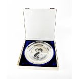 A Elizabeth II hallmarked silver limited edition commemorative plate, no.
