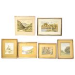 A group of six assorted watercolours to include R Wane;