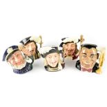 Five Royal Doulton character jugs to include the Three Musketeers, D6441 'Aramis',