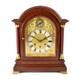 An early 20th century Gustav Becker eight-day chiming mantel clock,